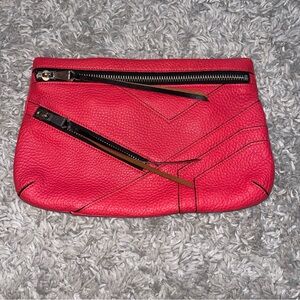 Christopher Kon Elle Leather Zip Clutch Purse Red #2084 MSRP $265